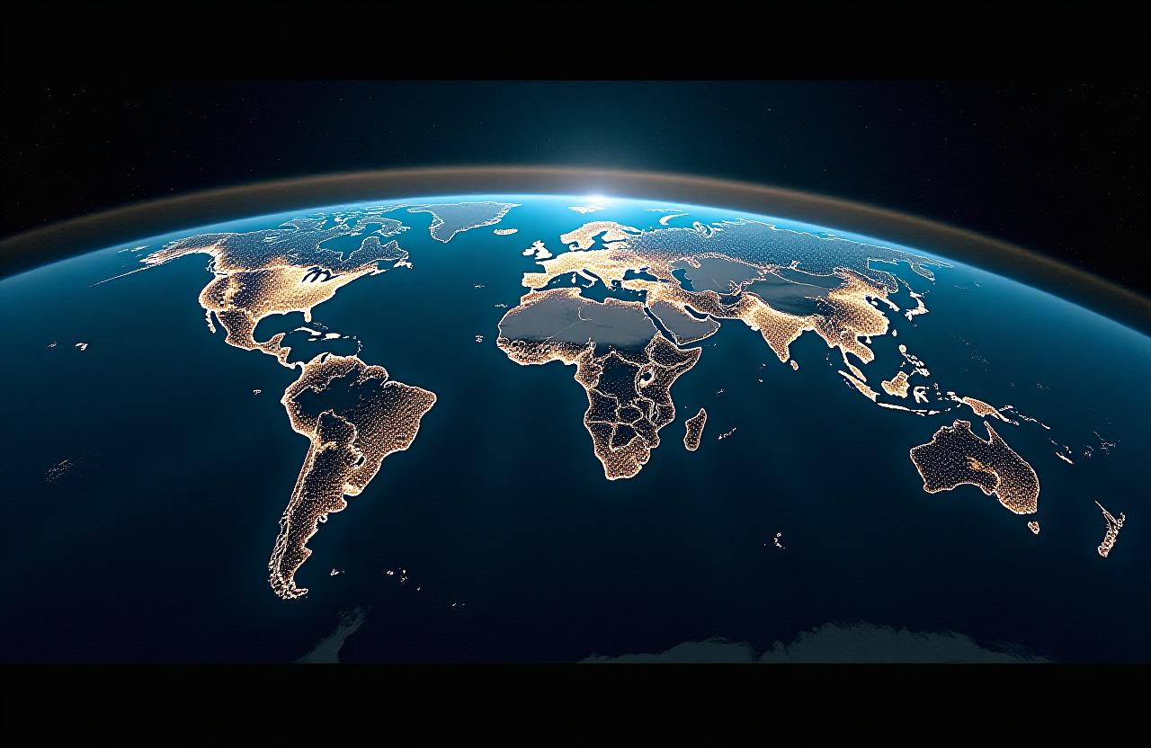 Global maritime shipping lanes seen from orbit